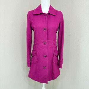 Tulle Wool Blend Coat Small Magenta Pink Preppy